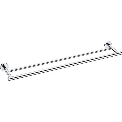 XVX 30 cm,Porte Serviette Salle de Bain Double Barres Porte Serviette Mural en Acier Inoxydable Base Ronde, Finition polie (1/5)