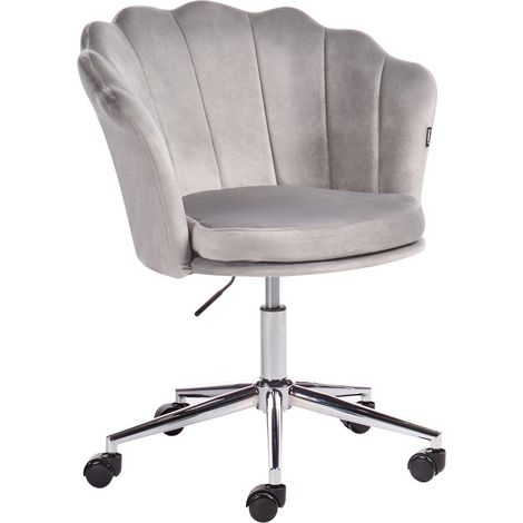 Silla de oficina de terciopelo gris dorado negro giratorio base Monticello II