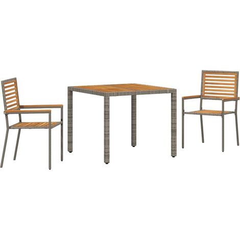 Maison Exclusive - Garten Essgruppe 3 pcs Grau und Braun Poly-Rat