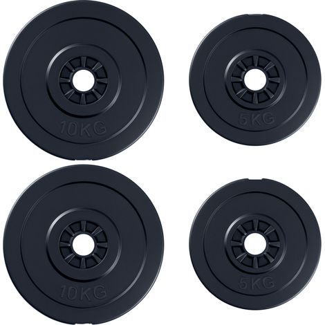 Haltères, noir, Ø25 m, 5 kg, 10 kg, pour sport à domicile, musculation à domicile, prise stable, renforcement musculaire