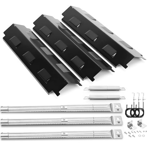 Lot de 3 pièces de rechange universelles pour barbecue à gaz, Barbecook 300, Tenneker TG4, brûleur 31-45 cm, couvercle de brûleur de 37 cm et croisements
