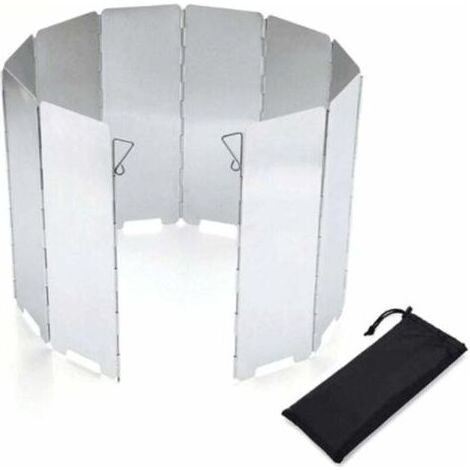 Wind Protection Réchaud à gaz pliable en aluminium Protection contre le vent Réchaud de camping avec 10 lattes en aluminium, Pare-vent pour réchaud de camping Grill extérieur-IN (1/5)