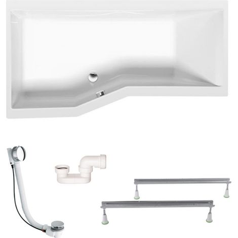 Vasca da bagno acrilica asimmetrica Versys 170x85 cm, orientamento sinistro, con piedi, bianco (70111-SET1) (1/5)