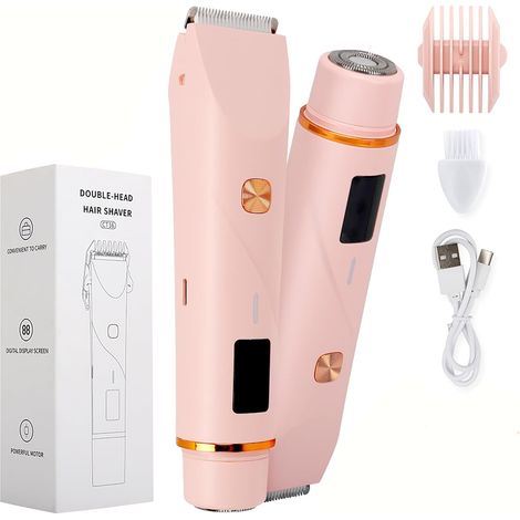 Rasoir électrique 2 en 1 pour femme, tondeuse intime, étanche IPX7, épilateur rechargeable USB-C pour le visage, les jambes et les aisselles, rasoir humide et sec pour femme (1/5)