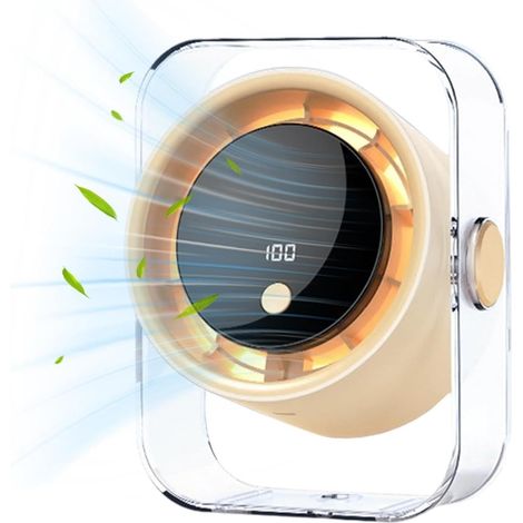 USB Rechargeable Small Desk Fan, 100 Speeds Silent Air Cooler, 15cm Portable Fan with Digital Display, Compact Table Fans, Personal Cooling Device with Adjustable Flow, Home Accessory for Bedroom