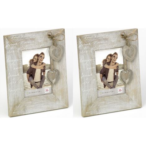 Lot de 2 cadres photos en bois - Walther Vintage le Coeur - 23,5 x 18,5 cm - Beige - Livraison gratuite (1/2)