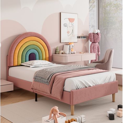cama tapizada 90x200 con somier de láminas DESVIAE (1/5)