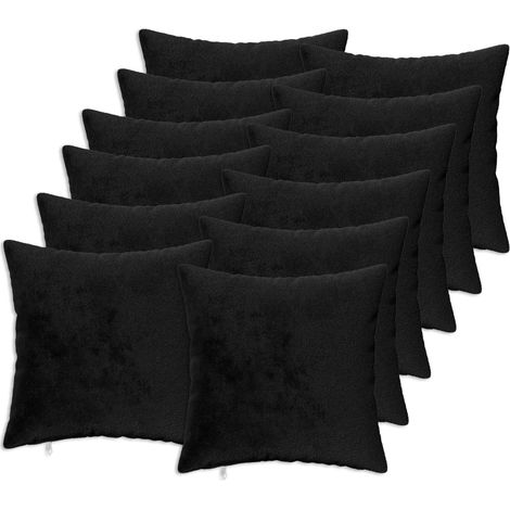 vidaXL Housse de coussin 12 pcs HEERLEN Noir 40 x 40 cm Flanelle - maison aménagement maison