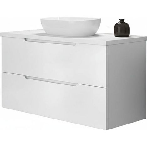 Kibath Mueble de baño con Lavabo VICTORIA 100x45 cm acabado Blanco mate 2 cajones suspendido