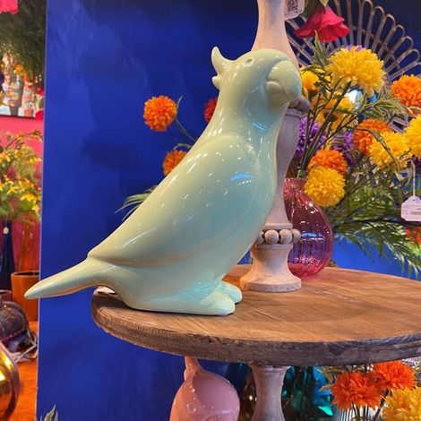 Décoration à poser Cacatoès en céramique vert clair (1/3)