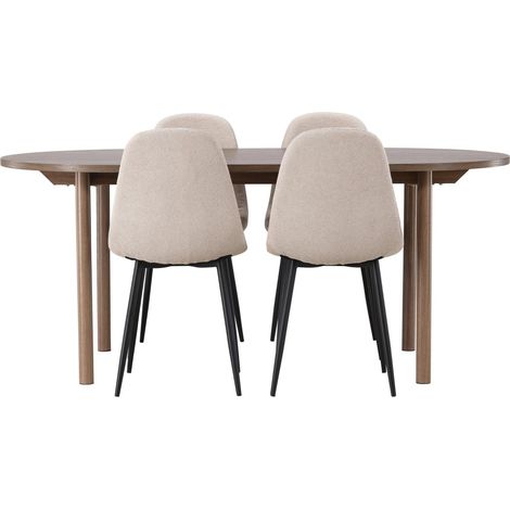 Andy Essgruppe Esstisch Natur 4 Stühle Bouclé beige. (1/2)