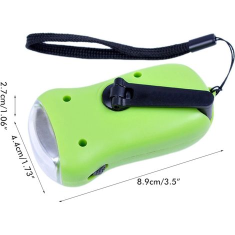 Lampe torche LED portable à manivelle, dynamo solaire rechargeable, économique et écologique, idéale pour le camping et l'urgence. (1/5)
