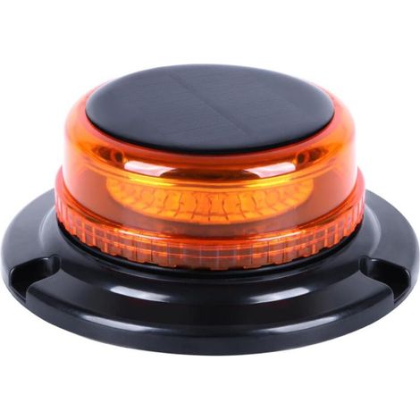 (Ambre) Gyrophare LED Sans Fil solaire – Rechargeable Gyrophare Magnetique Orange LED, 12V/24V lampe d'avertissement avec chargeur de voiture et câble USB pour voiture, camion, tracteur (1/5)