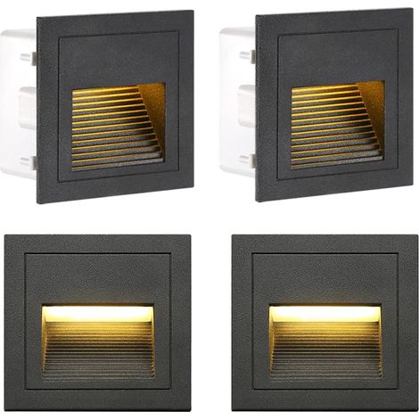 3-W-LED-Einbauleuchte, warmweiß, IP65 wasserdicht, Treppenbeleuchtung, Stufenbeleuchtung, Aluminium, dekorative Innen- und Außenbeleuchtung – 4er-Pack