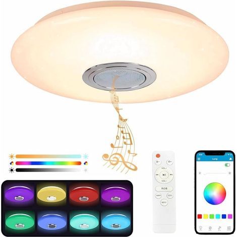 Plafonnier Led - 36W - Avec Haut-parleur Bluetooth - Luminaire Plafonnier à Changement de Couleur - Télécommande et Application Mobile - 3600LM - 3000-6500K - IP44 - Pour Chambre, Salon, salle de bai (1/5)
