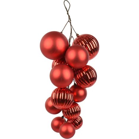 Cadena decorativa navideña con esferas rojas de poliestireno 12 × 52 cm (1/2)