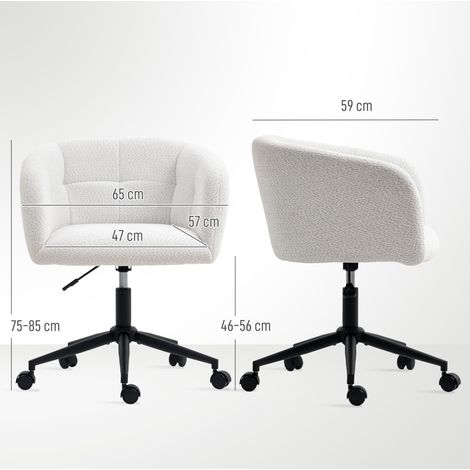 Fauteuil de bureau rembourré avec revêtement moelleux, design ergonomique, fauteuil de bureau à roulettes, piètement en acier, crème et noir (1/5)