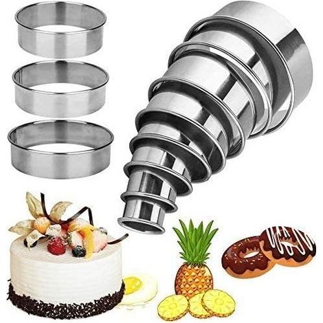 11 PCS Emporte-Pieces stainless steel Emporte-pieces Round Patisserie for The Biscuits, Kitchen for Biscuits Paste to Sucre Gateaux Emporte 11 Sizes Different- (1/5)