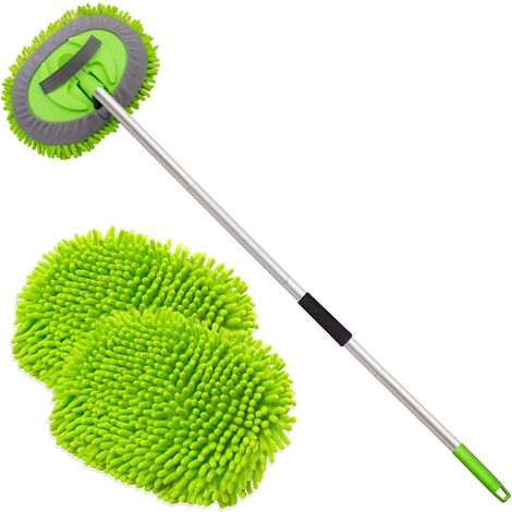 Kit de balai de lavage auto en microfibre à manche long avec tête de rechange (1/5)