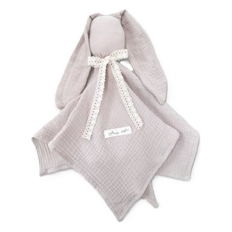 Peluche lapin en mousseline (beige pastel) (1/4)