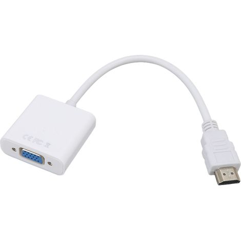 Adaptateur HDMI vers VGA ABS 1080P 1.4 Plug and Play Blanc - Convertisseur Vidéo Compatible PC Moniteur Projecteur (1/5)