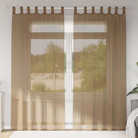 Voile Vorhänge mit Schlaufen 2 Stk. Hellbraun 140x225 cm