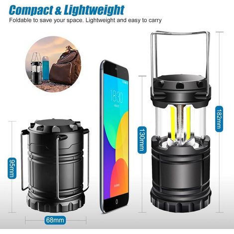Lanterne Camping LED, Lampe Camping portable 350LM avec poignées en métal, pour Tente Camping Randonnée Pêche Cave etc, 2 pièces [Classe énergétique A+] NPTERBL (1/4)