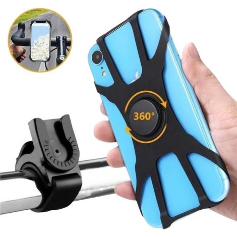 Universeller Fahrrad-Handyhalter, 360° drehbar, verstellbarer Halter für Fahrrad-/Motorradlenker, kompatibel mit iPhone, Daumen-Smartphones (schwarz)