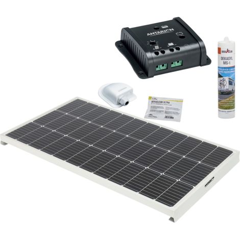 PACK ANTARION Panneau solaire Monocristallin 120W + Régulateur PWM 10A + Kit de pose Camping-car