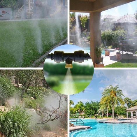 [Kit de Misting] [Groupe de Pulvérisation Cooling] Système d'Irrigation en PE et Cuivre 20FT Pour Jardins/Serres (6m/9m/12m/15m) Sans Électricité et Économie d'Eau (1/5)