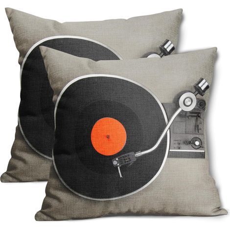 Taies d'oreiller d'Halloween, 45 x 45 cm, motif citrouille, chauve-souris et toile d'araignée, en coton et lin, taies d'oreiller décoratives, lot de 2. (1/5)