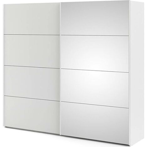 Dmora - Guardaroba 2 ante Emmeline, Mobile camera da letto, Cabina armadio portabiti, Armadio appendiabiti, 243x61 h220 cm, Bianco lucido