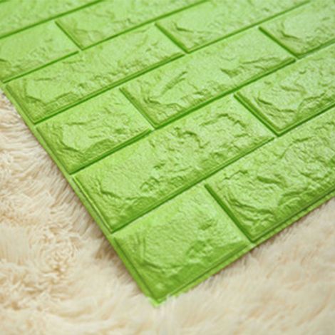 TRADE SHOP - Pannello Spugna 3d Mattoni Verde Adesivo Pareti Sfondo Casa Muri 30x60cm -
