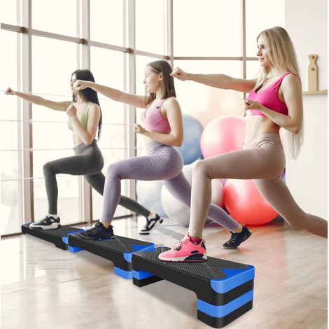 Step aerobico regolabile 68,5 x 27,94 cm, 3 altezze, blu DESVIAE