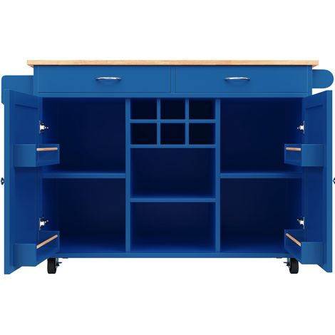 Isla de cocina moderna 102 x 45 x 92 cm MDF y metal azul HOMVRA (1/5)