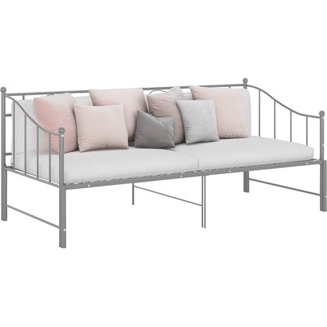 Cadre de canapé-lit extensible en métal gris, 90 x 200 cm, sans matelas - PANGIVO (1/5)