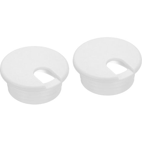 2 Pcs Cache-Trou De Bureau 1.5 Pouce(38mm), Cache-Trou Rond En Plastique ABS Pour Organiser Les Câbles De Bureau Pour Maison Bureau Table D'Ordinateur, Blanc (1/5)