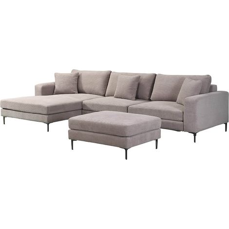 HOME DELUXE Divano BELLANO Beige L 340 x 188 x 94 cm  - Ottomana: Sinistra