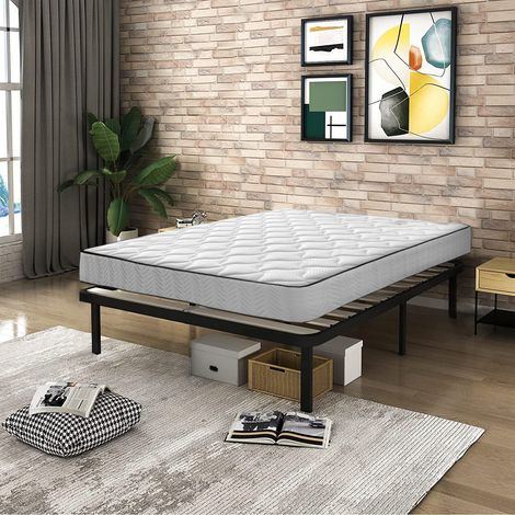 Bolli – Lit 140x190 – Ensemble sommier et matelas – Matelas 140x190x17cm en mousse à mémoire de forme – Sommier robuste avec lattes en bois massif