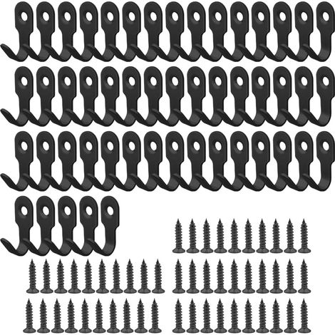 50 Pcs Mini Crochet a Visser,Crochet Mural de Acier Inoxydable Noir, Crochet Simple Murale, pour Salle de Bain Cuisine, Chambre, Salon (1/5)