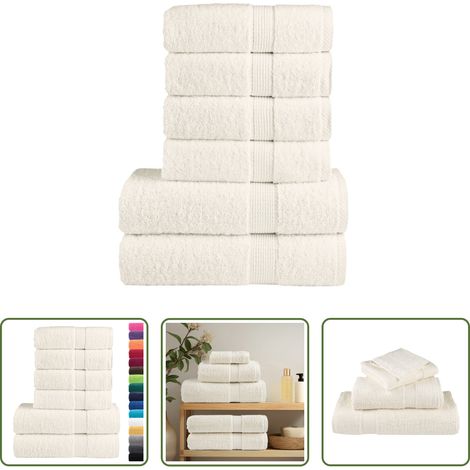 Badetuch - 6 tlg. Premium-Handtuch-Set SOLUND Creme 600 g/m² (1/5)