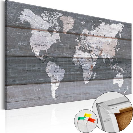 Tableau en Liège "Carte du Monde - Grey Earth" 40 x 60 cm (1/2)