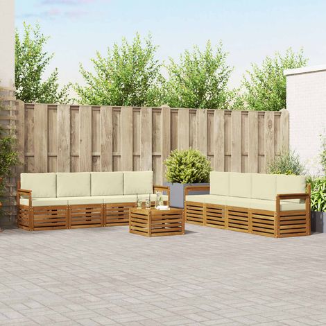 Sofagarnituren 9 pcs Natur und Creme Massivholz Akazie (1/5)