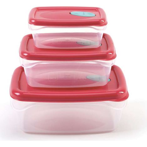 Contenitore per alimenti chiusura ermetica plastica 3 pezzi 0.5 1 2 litri - bama (1/4)