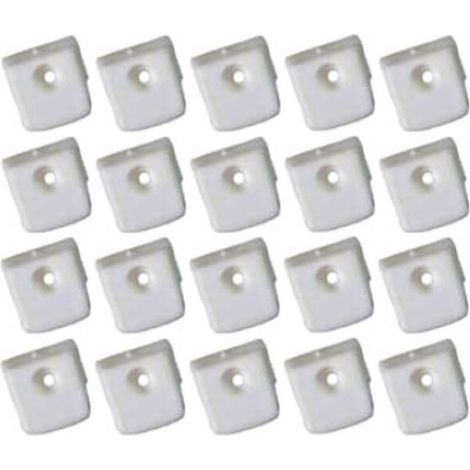 20er-Pack Wandhalterungen für Spiegel – Weißer Kunststoff – Höhe 16 mm – Breite 17 mm – Dicke 7 mm – Schraubmontage (1/2)