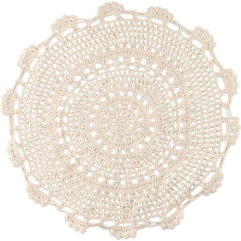 Set de table rond en dentelle de coton crochetée à la main - Nappe décorative vintage à motif floral (30 cm) - Accessoires de table décoratifs beige 30 cm x 30 cm (1/5)