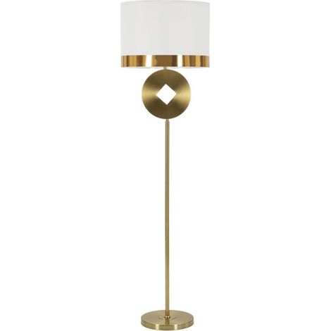 Lampadaire en Métal "Coin" 151cm Or & Blanc