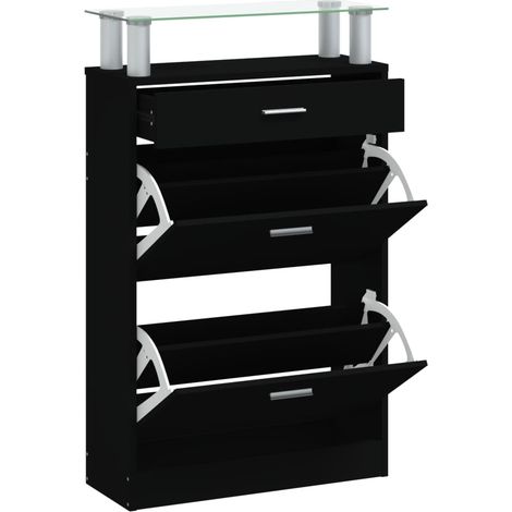 Meuble à chaussures,Armoire à chaussures Noir 63x24x104 cm Bois d'ingénierie CFW9419537 (1/5)