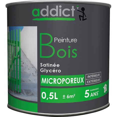 Peinture bois satin gris haute résistance – Finition satinée pour bois intérieur et extérieur – Protection durable contre intempéries – Addict