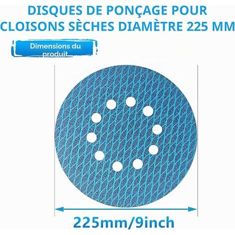 Lot de 25 disques abrasifs excentriques de 225 mm - 10 trous - Grain 40 à 240 - En forme de Losange - anti-colmatage - Pour Ponceuse Girafe (1/4)